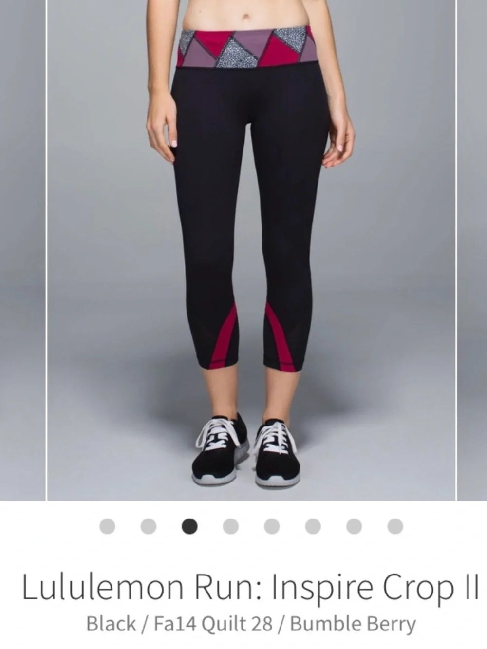 Lululemon Run: Inspire Crop ll 21” Fa14 Quilt 28 Bumble Berry Sz 6